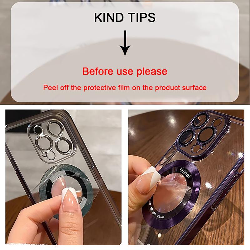 Luxury Logo For MagSafe Wireless Charging Magnetic Case For iPhone 15 14 13 12 11 Pro Max Plus Cover Plating Clear Accessories