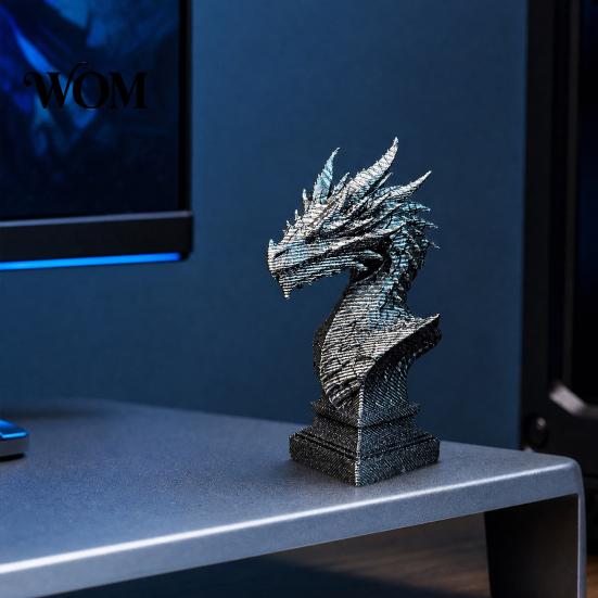 Mystical Dragon Home Decor 3D Printed Ancient Bust Sculpture, Realistic Scales & Spikes, One-piece Molding with Multiple Colors, Compact Ornament for