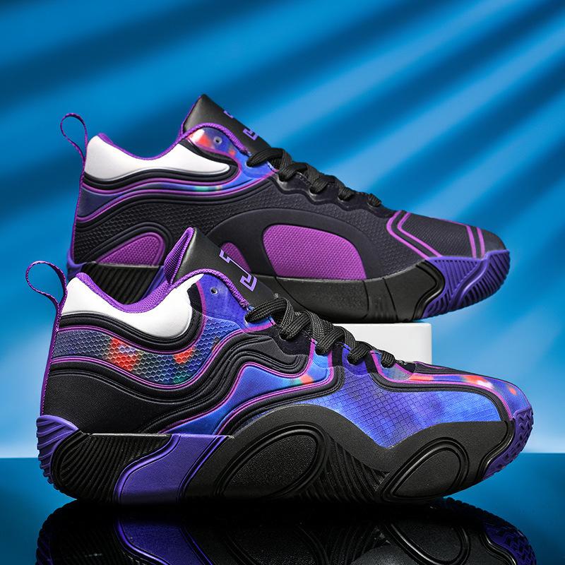 Basketball shoes youth boots new actual combat blue sneakers rubber sole training shoes men's medium and small shoes
