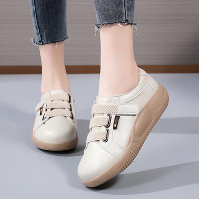 Damesschoenen met ronde neus Verhoogde schoenen voor dames Lente en herfst Platte casual sneakers Dames Enkele schoen Luxe leren loafers