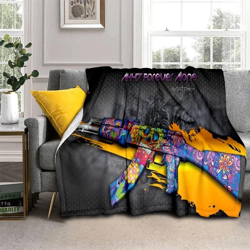 3D Gun Knife USP,AK,M4,AWP,Rifle Pistol Cartridge Blanket,Soft Throw Blanket for Home Bedroom Bed Sofa Picnic Cover Blanket Kids