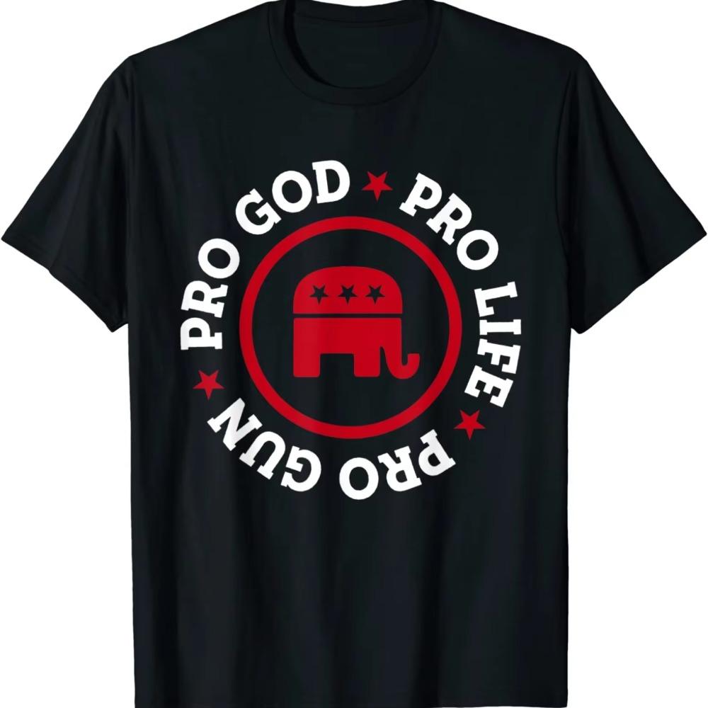 Pro Life Pro God Pro Gun. American Republican T-Shirt. Premium Cotton ShortSleeve O-Neck Mens T Shirt New S-3XL