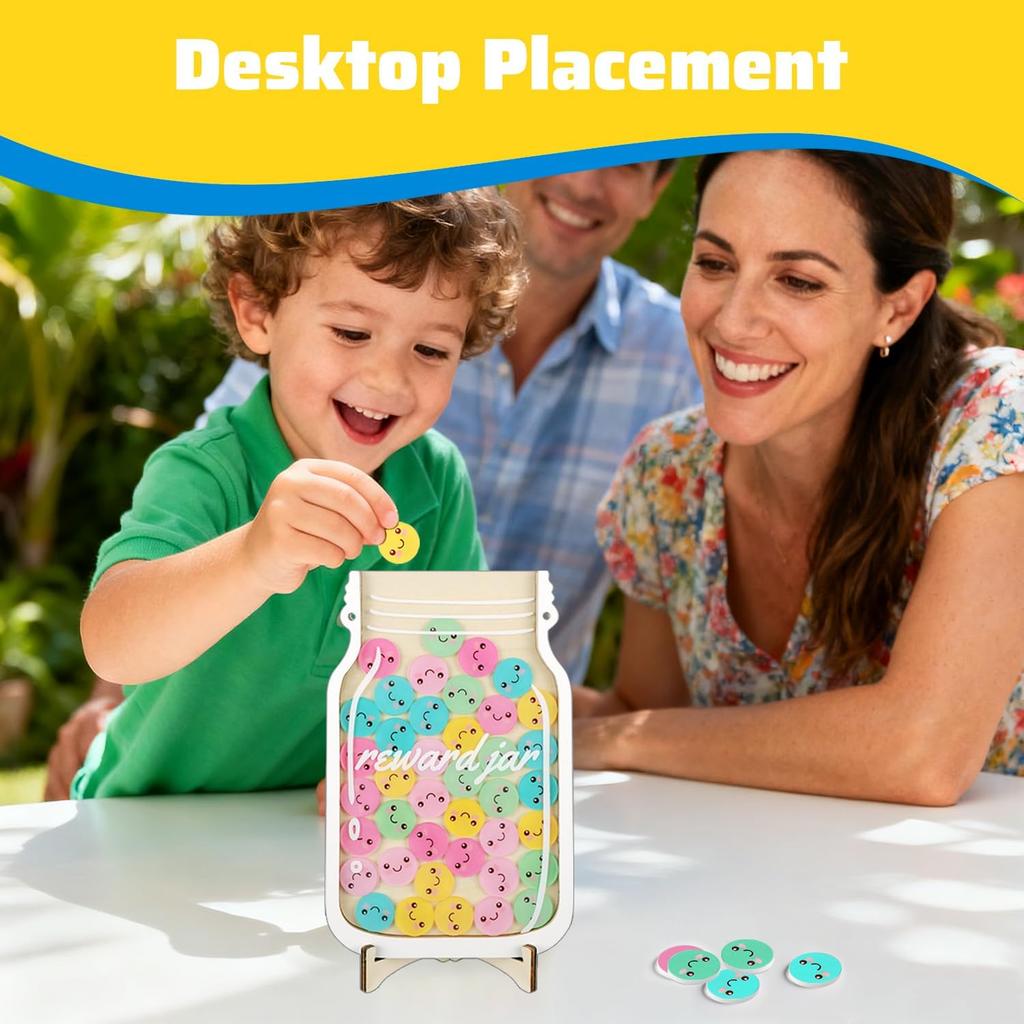 Reward Jar & Kids Behavior Chart - Perfect Match Classroom and Home Reward Systems for Kids with 45 Colorful - Teacher/Parent Tool for Potty