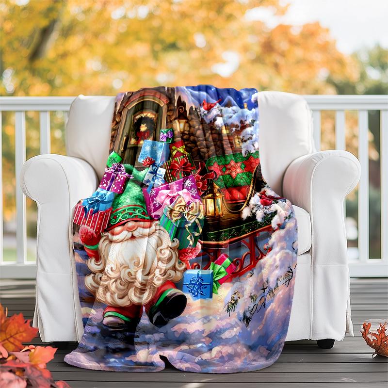 Christmas Santa Claus Theme Printed Blanket - Perfect for Couch, Bed, Travel & Outdoor Use | Machine Washable, Cozy & Durable.