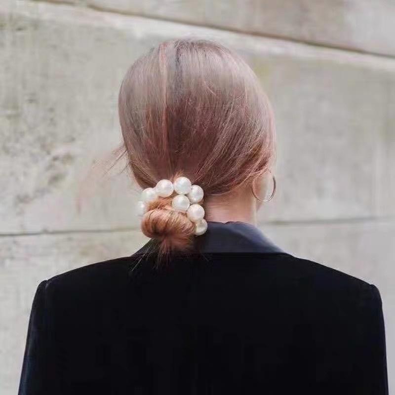 1 Pezzo Donna Grandi Elastici per Capelli con Perle Moda Stile Coreano Fascia per Capelli Scrunchies Portacoda di Cavallo per Ragazze Elastico Accessori per Capelli