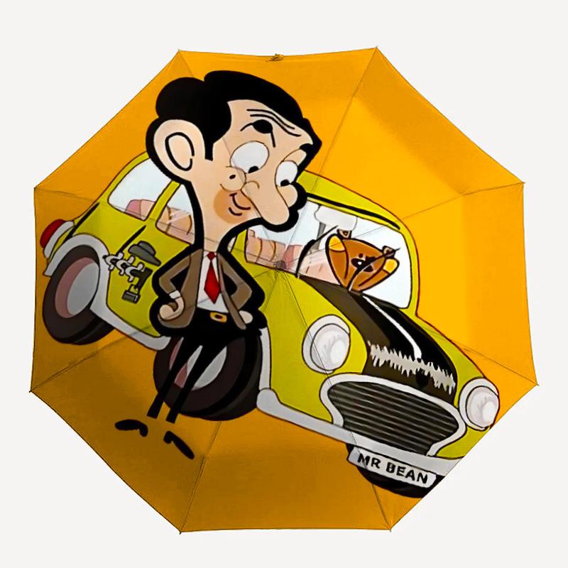 

1PC Mr Bean Automatic Open/Close, 8-Rib Durable Frame Compact Travel Umbrella for Men & Women S1222012