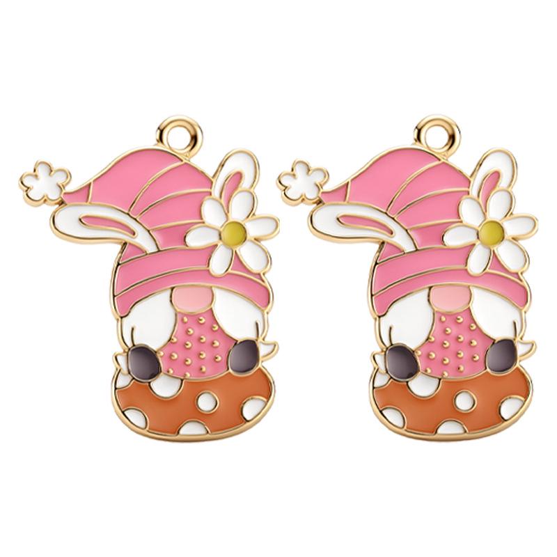 Easter Drip Oil Cartoon Egg & Rabbit Alloy Pendant Charm for DIY Necklace Accessories