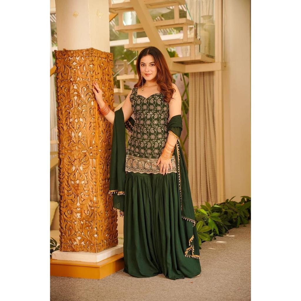 Beautiful Party Wear Pakistani Palazzo Suit Indian Bollywood Salwar Kameez Dress