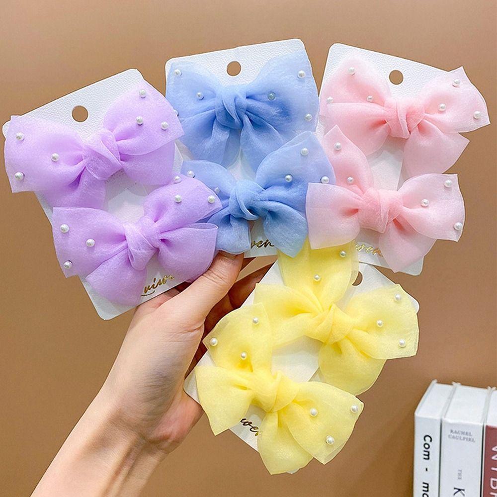 2pcs/Set Cute Side Barrettes Multicolor Headwear New Bow Hair Clips
