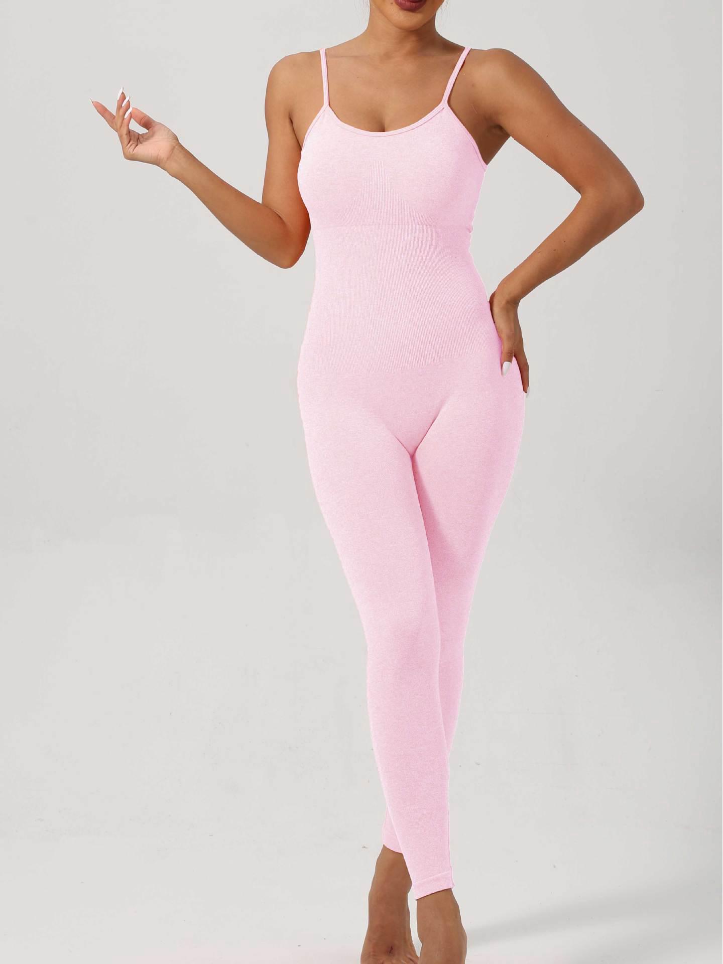 Женский цельный костюм для йоги с нагрудными вкладышами - Облегающий дизайн Small розовый