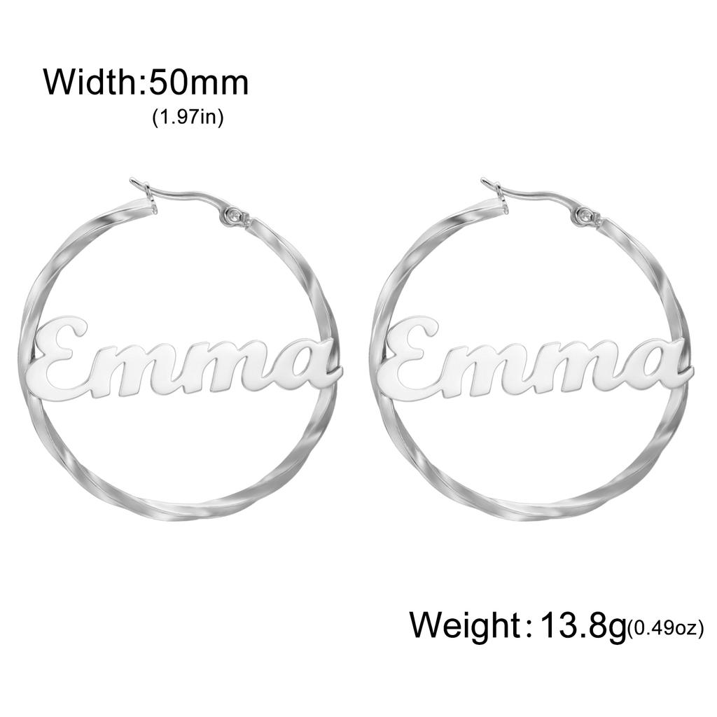 Lemegeton Customized Name Earrings 30 40 50mm Hiphop Hoop Earring Women Stainless Steel Jewelry Trend Personalized Birthday Gift
