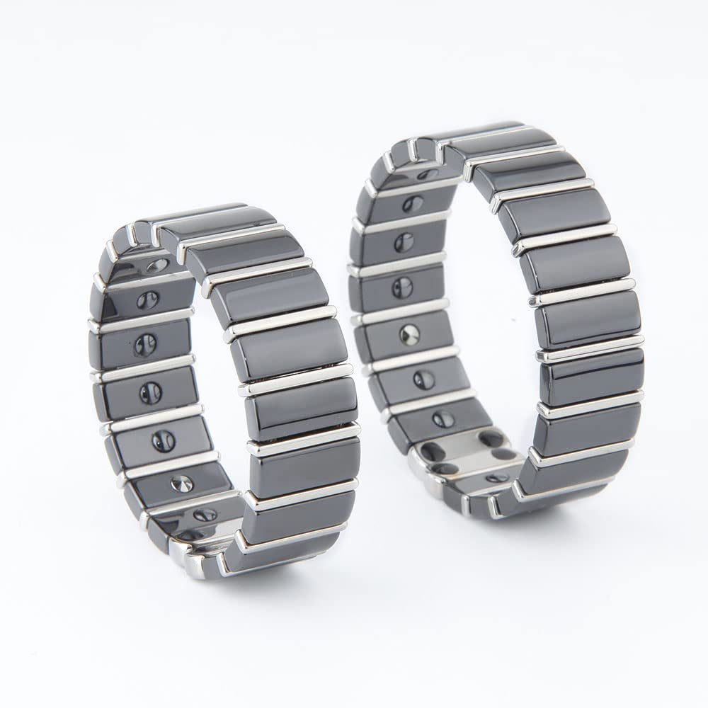 Hachi Ceramic Bangle with Germanium Bracelet for Men and Women, Magnetic Bangle, Anti-Static Bracelet, Health Accessory (18cm, Black)