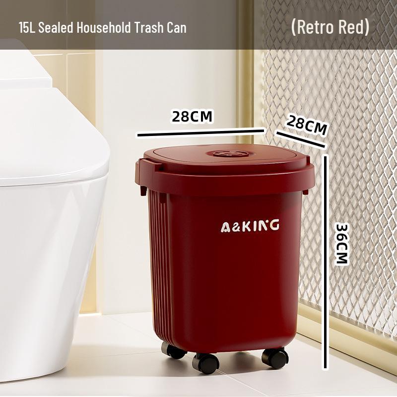 Wheeled Large Capacity Trash Bin for Kitchen, Bathroom, Office