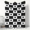 1pc Black and White Checkered Heart Pattern Blanket Made of Polyester Machine Washable Suitable for Home Sofa or Camping