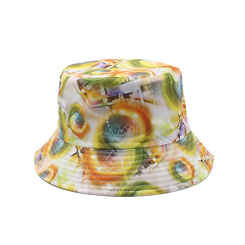 Printed Tie-Dye Bucket Hat For Men And Women Outdoor Sunscreen Bucket Hat Graffiti Double-Sided Basin Hat Trend