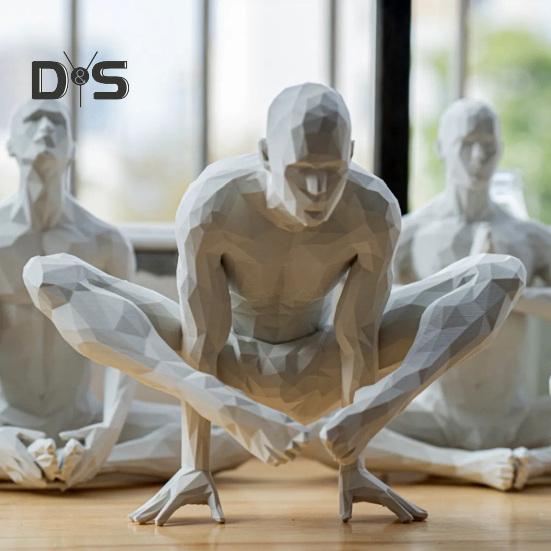 Figurină de om de yoga abstractă Padmasana yoghin statuie desktop meditativ om sculptură pentru decor de cameră de zi yoga