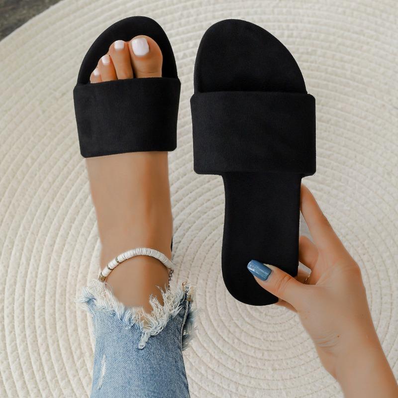 Large size flat-bottomed slippers women's summer new one-word drag simple fashion casual cool slippers