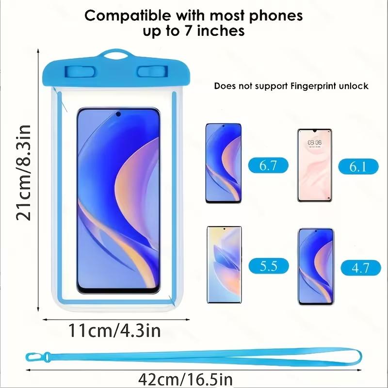 6pcs Universal Large-Sized Waterproof Phone Storage Bag IPX8 Outdoor Sports Running Protection Case for Swimming