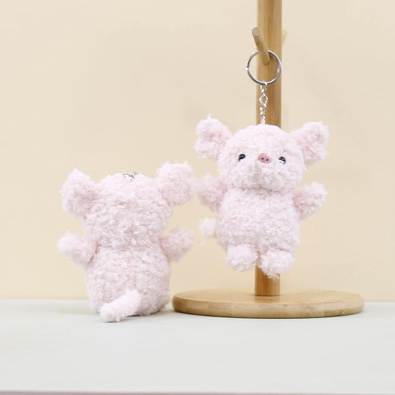 Adorable Cute Pig Plush Keychain Toy Soft Coral Fleece Pig Doll Key Ring Accessory
