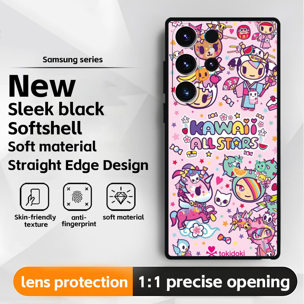 Japan Cute T-Tokidoki Phone Case For Samsung Galaxy S25 S24 S23 S22 S21 S20 Plus Ultra Note20 Soft Black