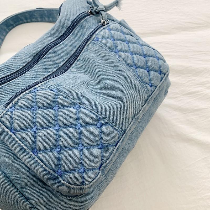 Denim Crossbody Bag for Women with Multi - Pockets & Quilted Detail, Lightweight & Stylish Shoulder Purse