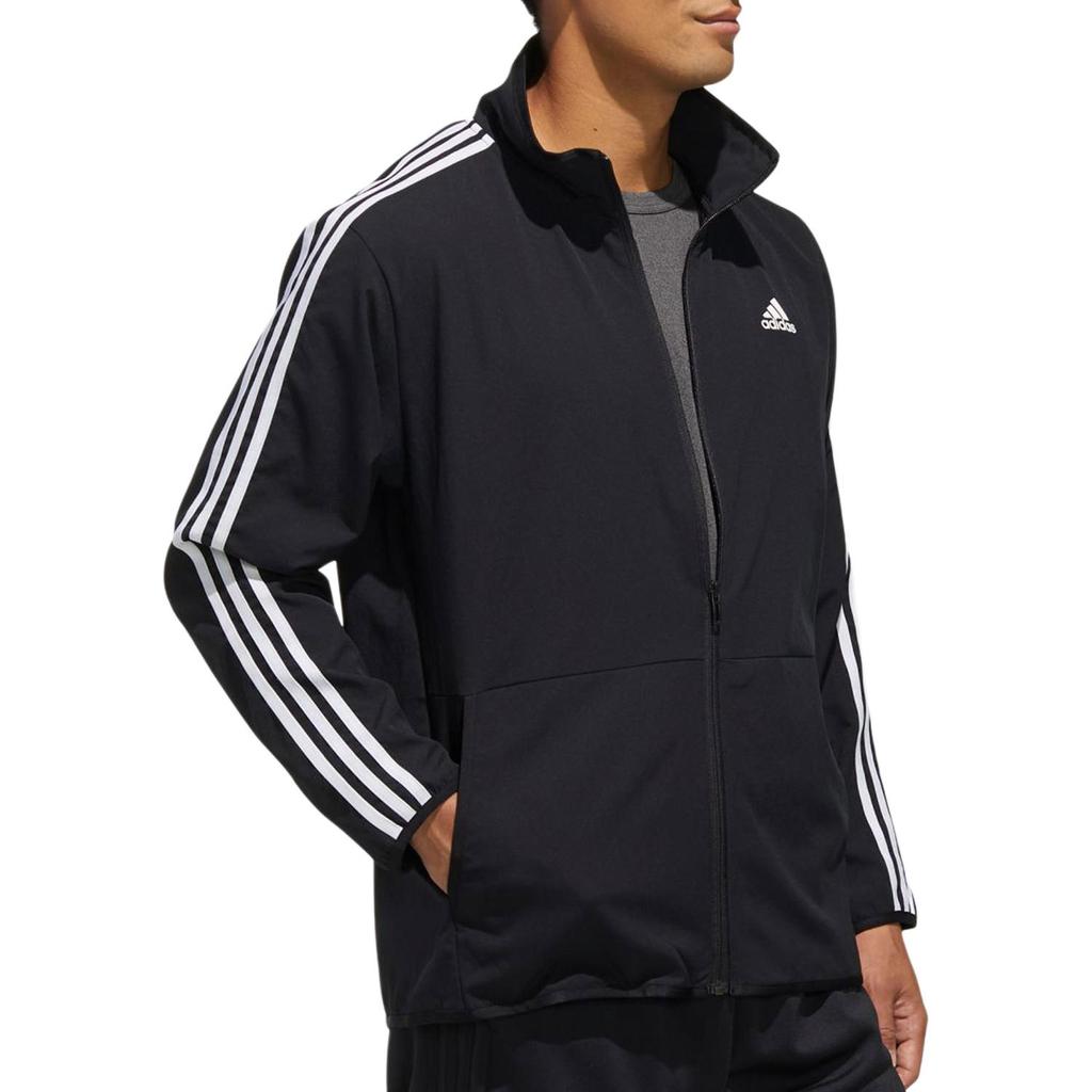 adidas Striped Colorblock Zip-Up Stand Collar Jacket Men Jackets Black TR30J1-BW