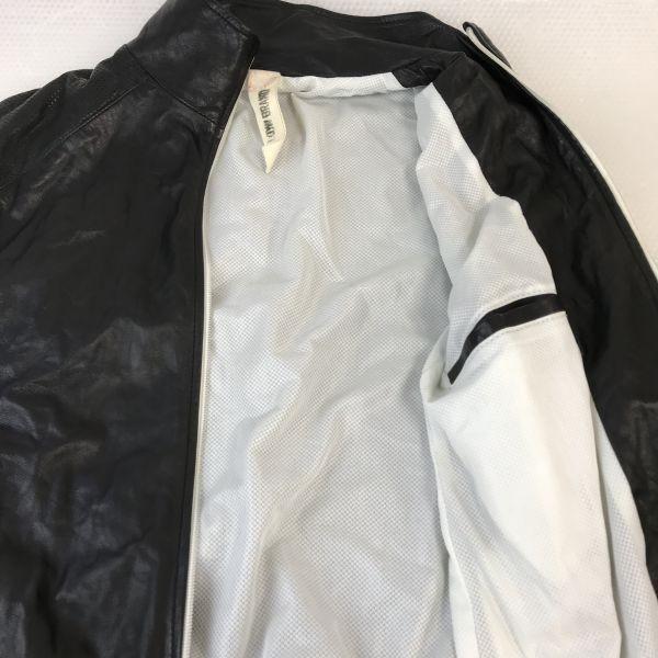 Italian L(!)W BRAND Leather Jacket Men M Black Rider Zip Jumper cBH552(USED)