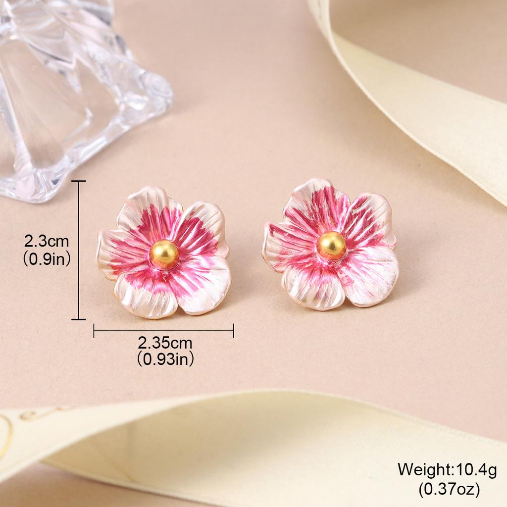 French silver needle flower painted medieval earrings niche design pearl explosion spring and summer stud earrings