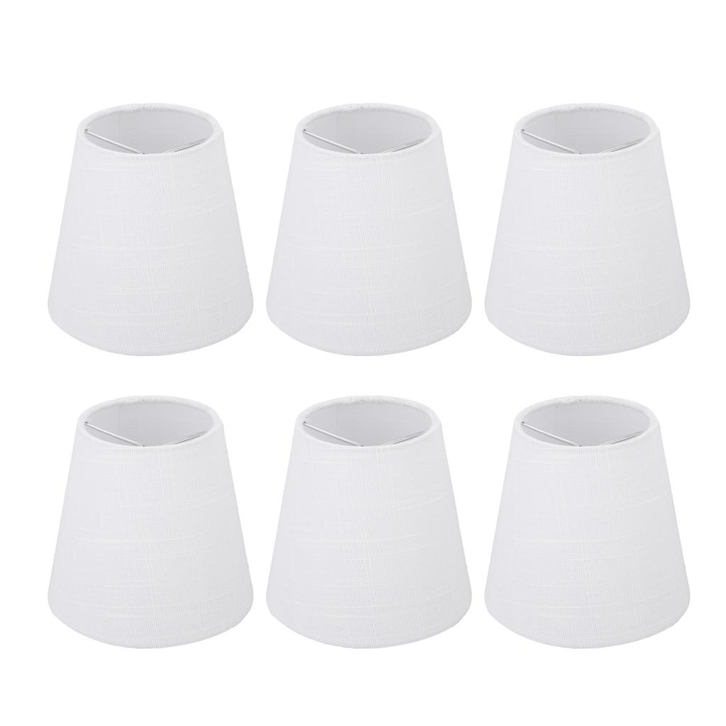 6 stk Hvit Stoff Lampeskjermsett Moderne Minimalistisk Lampeskjerm for Kandelaber Gulv Bord Lysekrone