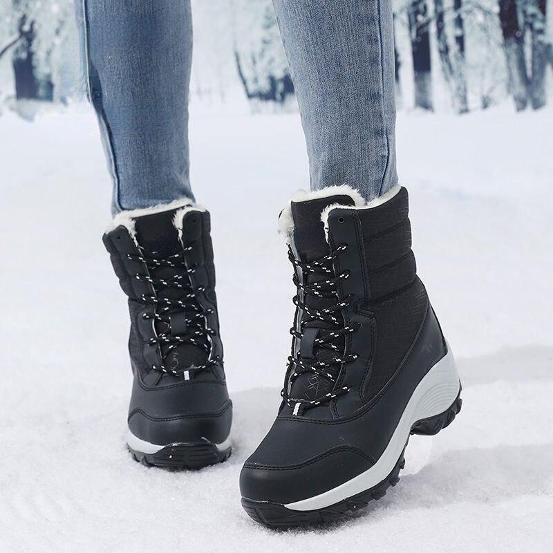 Women Boots Winter Waterproof Snow Boots Fur Women Platform Shoes Slip On Woman Ankle Boots Plush Warm Winter Female Shoes