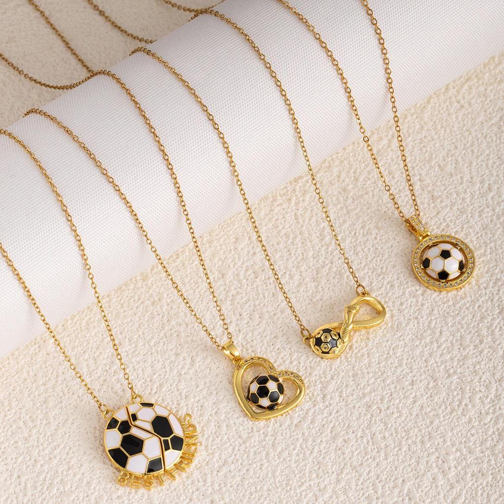 European Cross Soccer Stainless Steel Rotating Necklace for Couples & Students - Casual Light Luxury