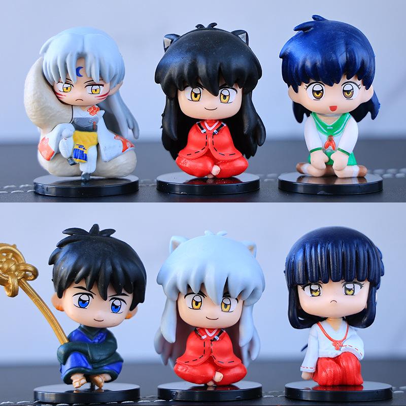 New Inuyasha Anime Figure Higurashi Kagome Miroku Sesshoumaru Action Version Toys Pvc Model Doll Gifts Kids Q for Poseable Articulated Scale 2