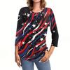 Women’s Long Sleeve Crewneck Top with Printed Star and Stripe Pattern Casual Loose Fit Pullover Shirt for Everyday Wear