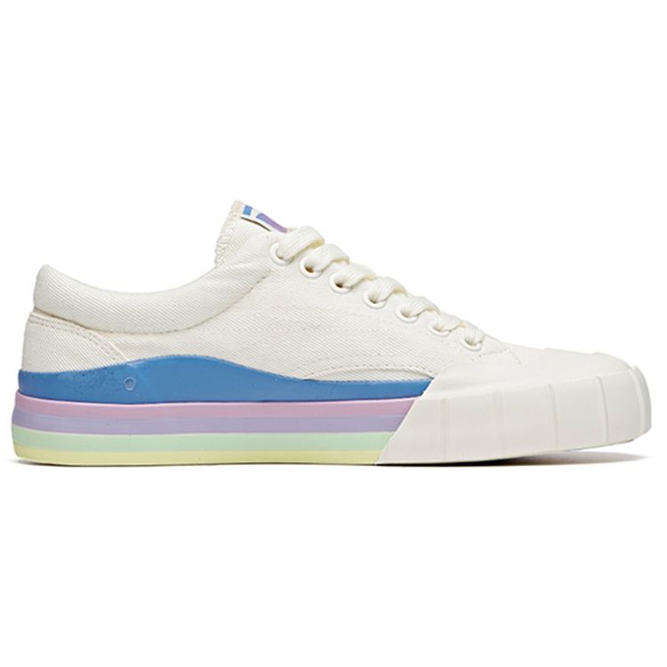 Anta Lifestyle Series Non-Slip Wear-Resistant Low-Top Canvas Shoes Women Sneakers White Blue Purple 122028608-2