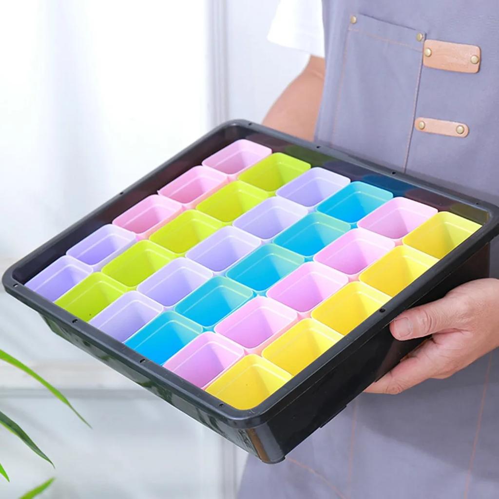10pcs Mini Basin Square Flower-Pot Succulent Plant Trays Garden Nursery Pots Flowerpot For Home Office Decor-DIY