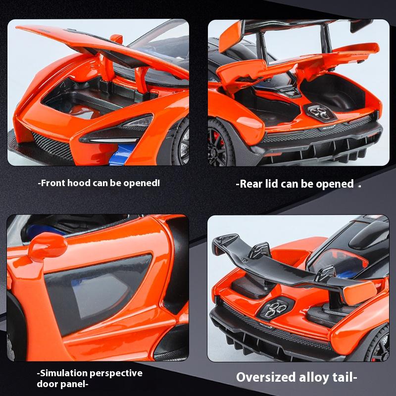 1/24 Scale Mclaren Senna Supercar Alloy Car Model, Simulated Sound and Light Racing, Children's Toy Car Ornaments for Boys Holiday Gifts