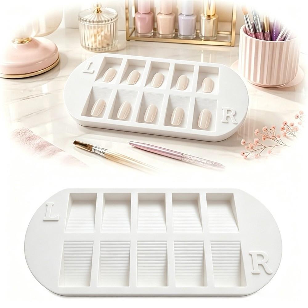 With L/R Mark Nail Tip Storage Tray 10 Grids Nail Art Storage Plate Nail Art Organizer  Nail Art