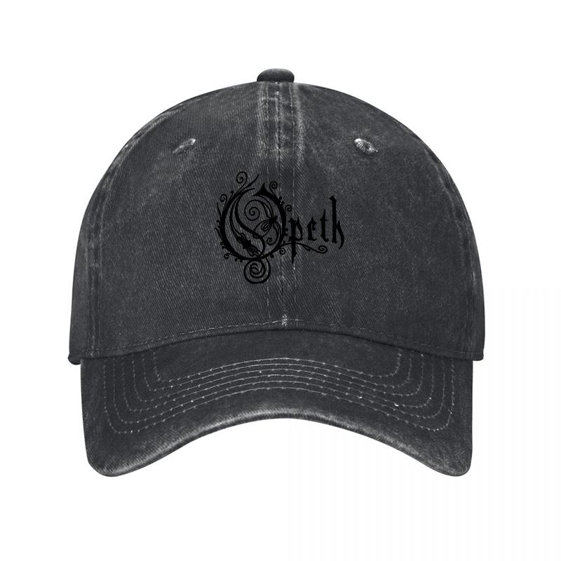 Opeth Band Logo Washed Cotton Baseball Cap Classic Black Embroidered Unisex Adjustable Hat for Rock Fans