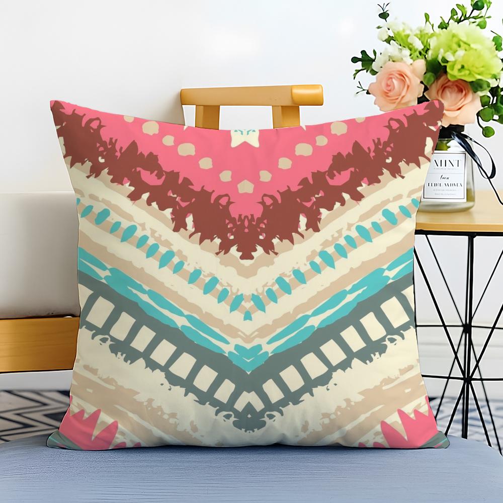 Boho Pattern Cushion Cover Washable Linen Pillowcase Soft  for Sofa Bed Cozy Home Room Decor