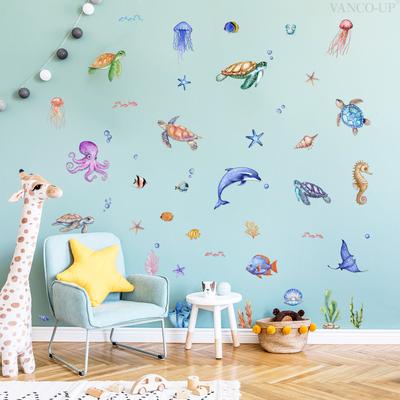 Mg16004 Niedliche Meereslebewesen Delfin Qualle Wandaufkleber Schlafzimmer Wohnzimmer Zuhause Hintergrunddekoration Wandaufkleber