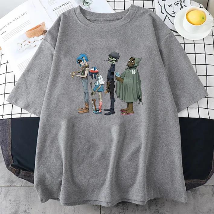 Musikkband Gorillaz PUNK ROCK T-skjorte Herre Kvinner Sommer 90-tallet O-hals Bomulls Kortermede T-skjorter Klær Vintage Y2K Clothing Tee