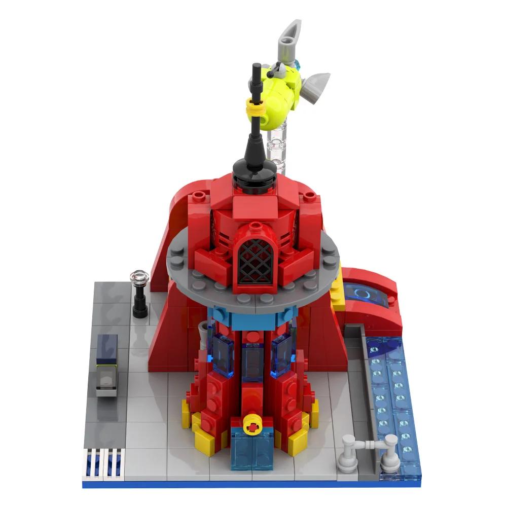 MOC Futurama Planet Express Model Building Blocks Animated DIY Creative Express Station Delivery Spaceship Brick Toys Adult Gift