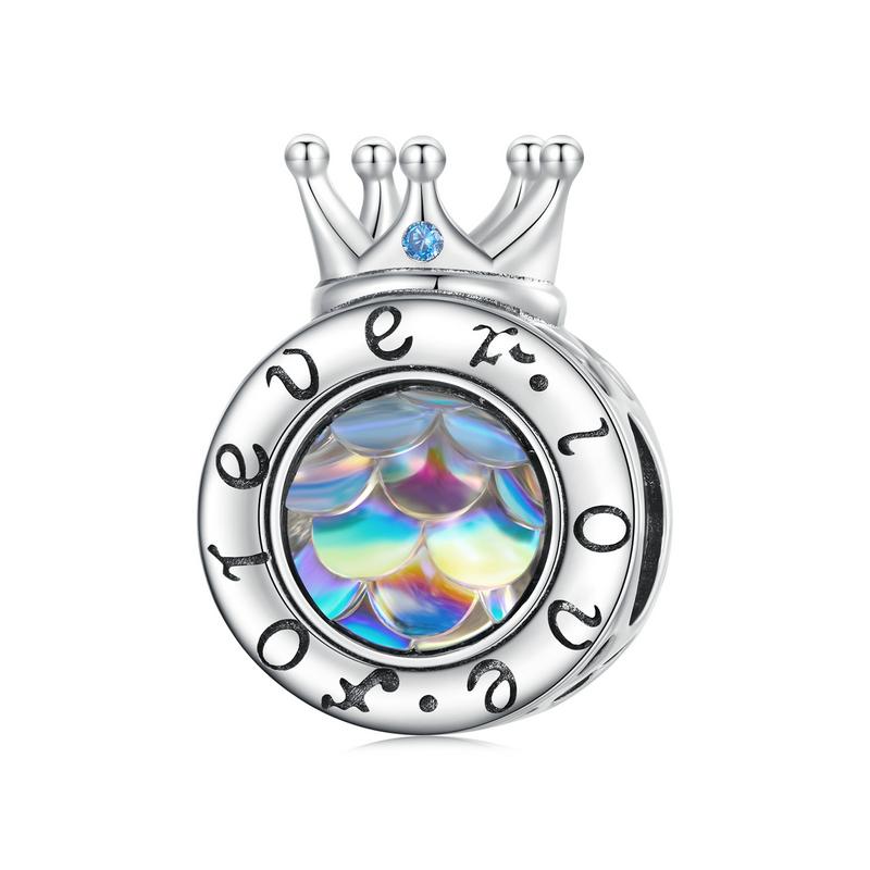 WOSTU 925 Sterling Silver Snowflake Butterfly Charms Blue Crystal Crown Beads Fit DIY Bracelet Necklace Gift Winter Ice Kingdom