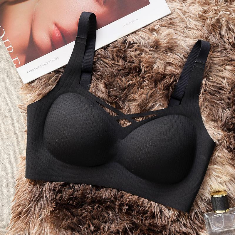

Invisible Bra Women s Gathering Underwear Fixed Cup Sexy Bra Push Up Bra M чёрный