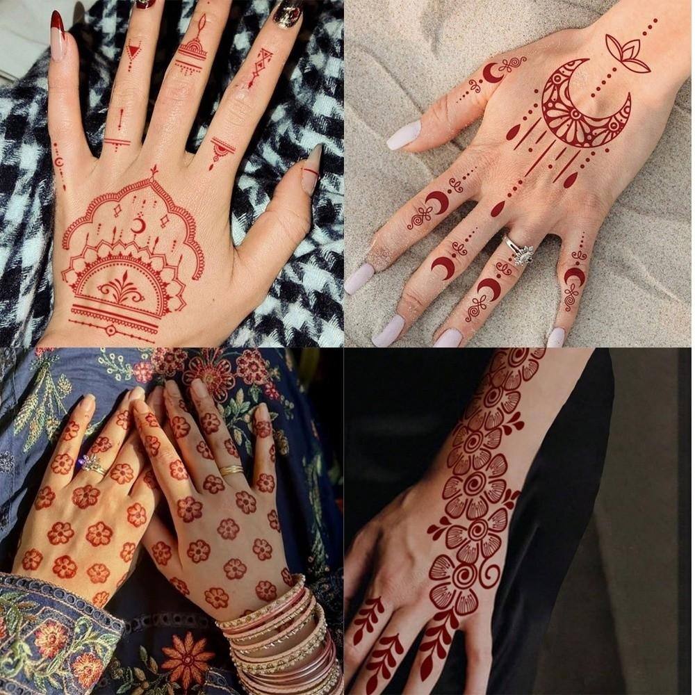 Mehndi Designs Sofort-Abziehbilder Blume Hand-Tattoo Henna-Tattoo Aufkleber Musikfestival