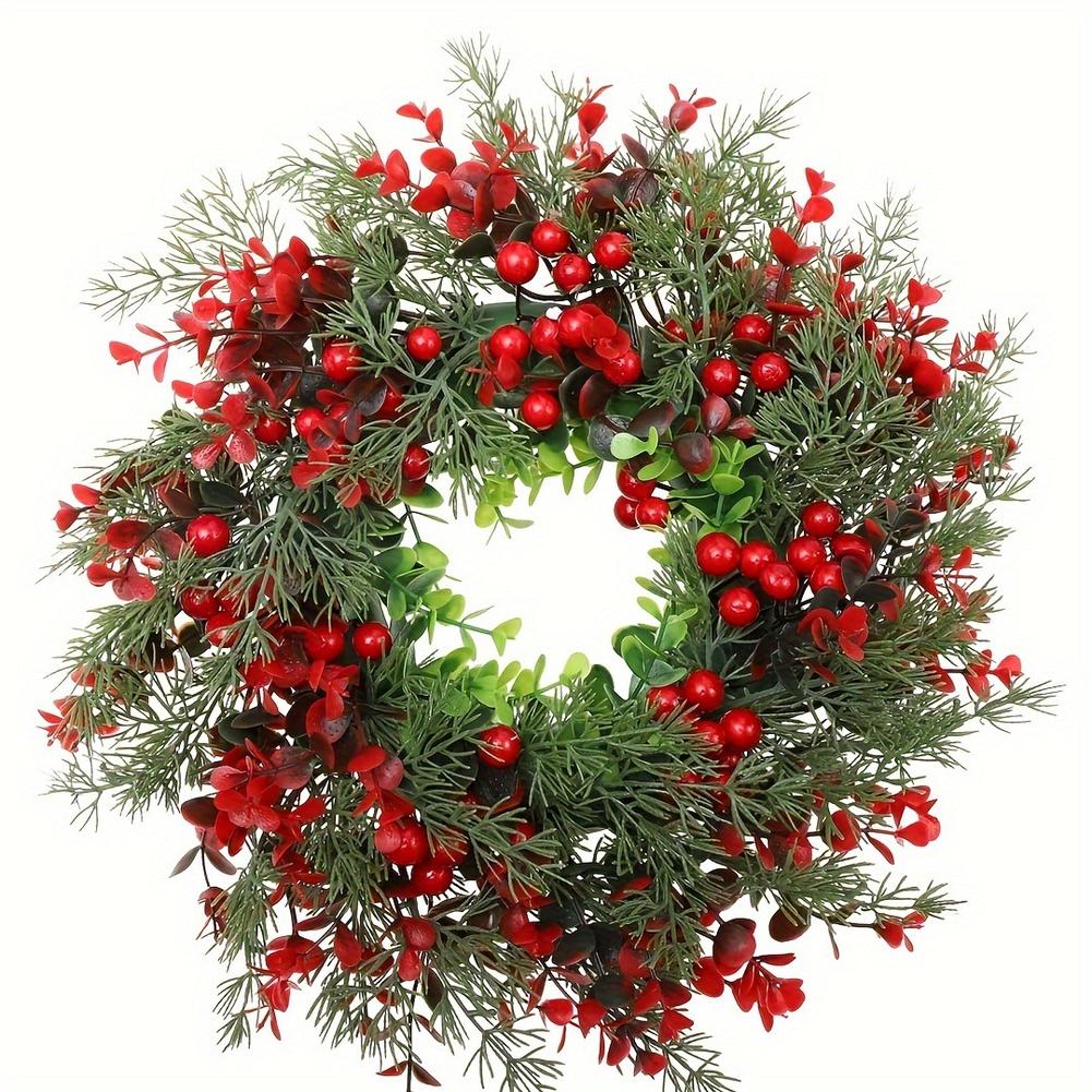 

Christmas Wreath For Front Door, 20 Artificial Christmas Wreath With Berry Clusters And Frosted Branches For Indoor Table Centerpiece Outdoor Decor 50cm