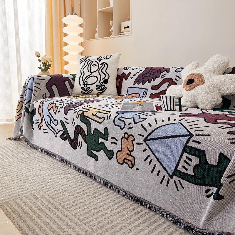 Capa de cabelo Bohemian Sandstorm Four Seasons Universal à prova de poeira e arranhões de gato Almofada de sofá Capa de sofá abstrata