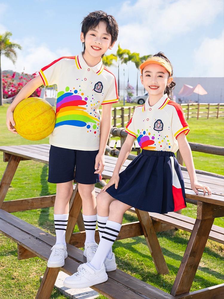 2025 Neuer Stil Buntes Akademisches Kinder Sommer Sportuniform Set