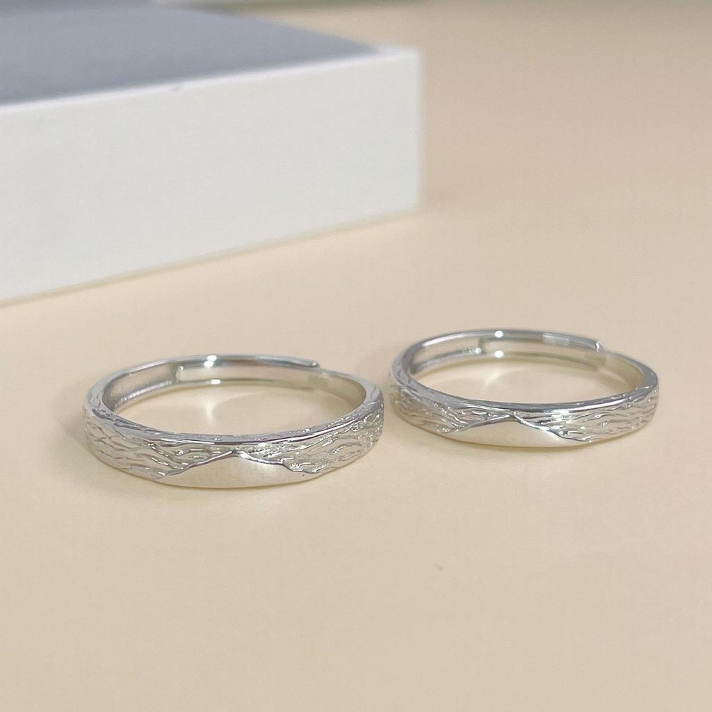 Tichya Süße Ätzung Gletscher Paarringe - 999 Sterlingsilber Offenes Design für Damen und Herren