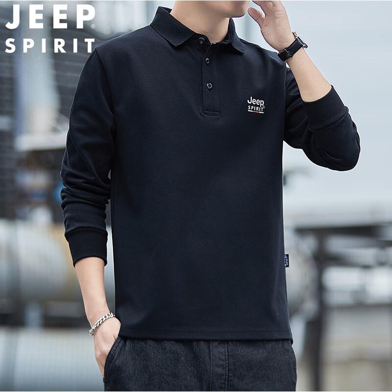 JEEP SPIRIT Men's Casual Polo Long Sleeve T-Shirt